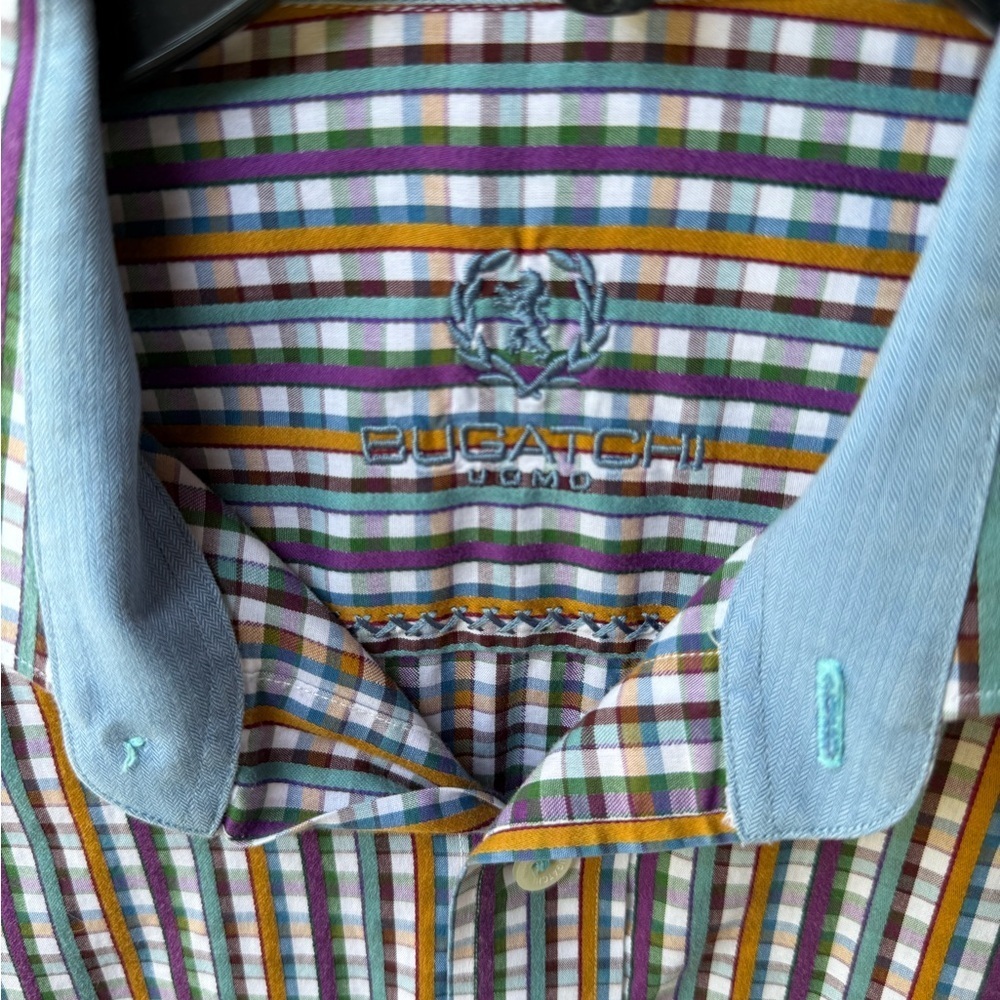 Men’s Large Bugatchi Multicolored LS Dress Shirt. - Picture 4 of 4